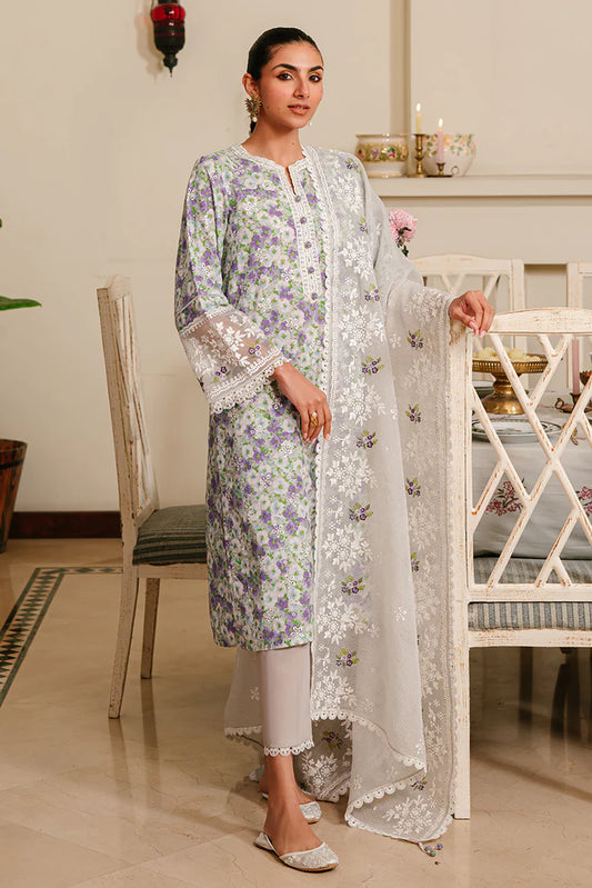 CROSS STITCH LAVENDER STRETCH-3 PIECE EMBROIDERED LAWN SUIT